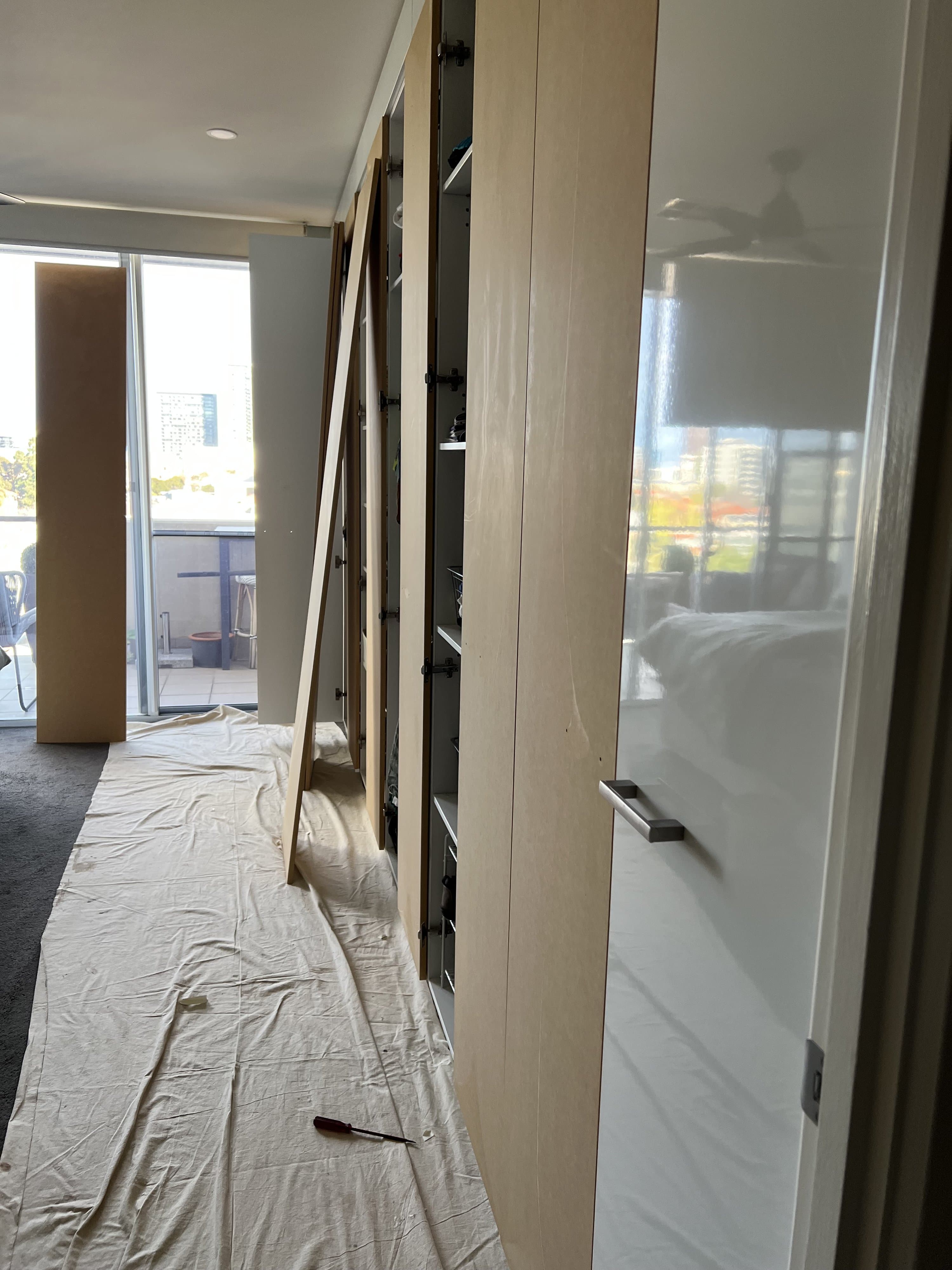 Wardrobe vinyl wrap, before