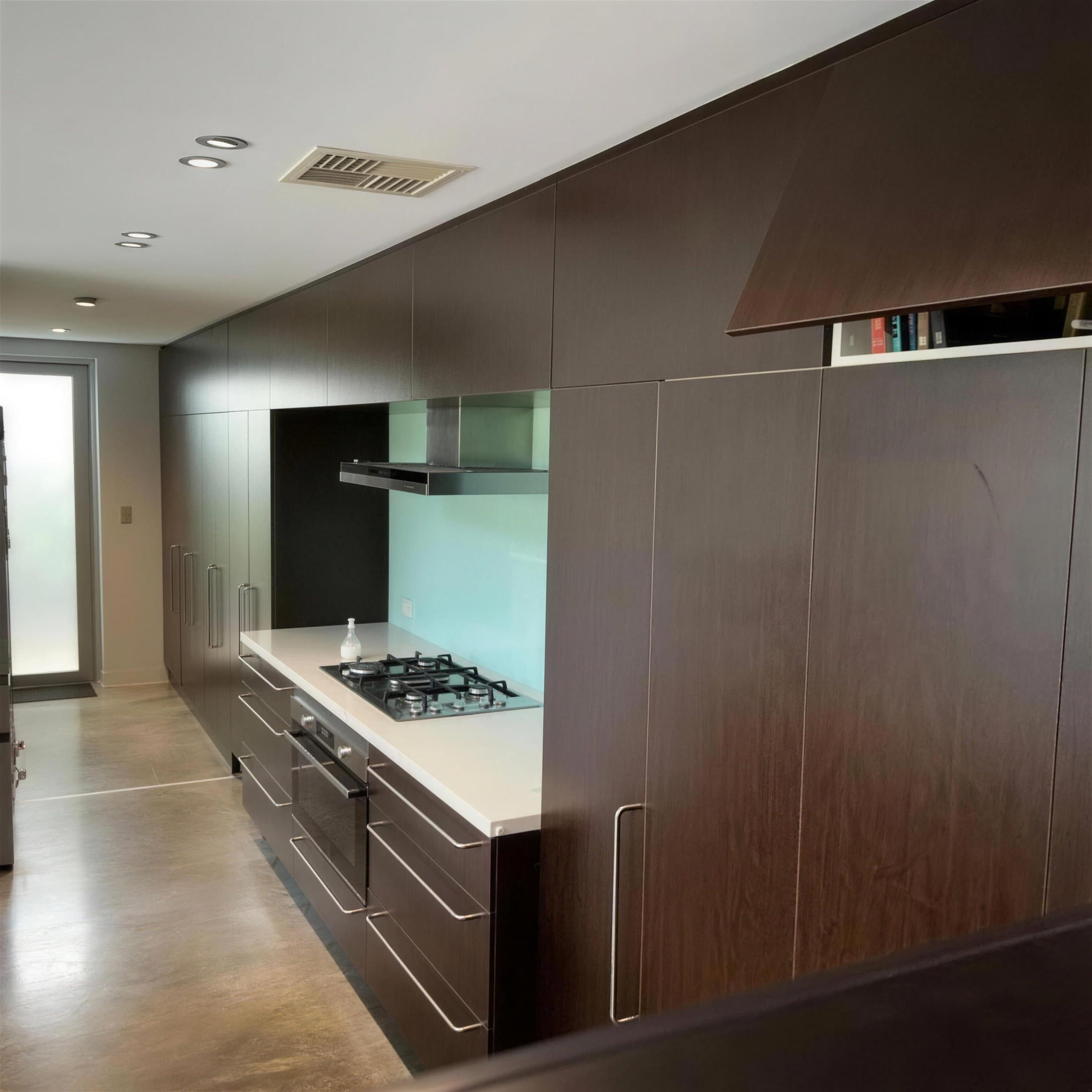 Dark timber kitchen wrap, Cabinet Wrapping